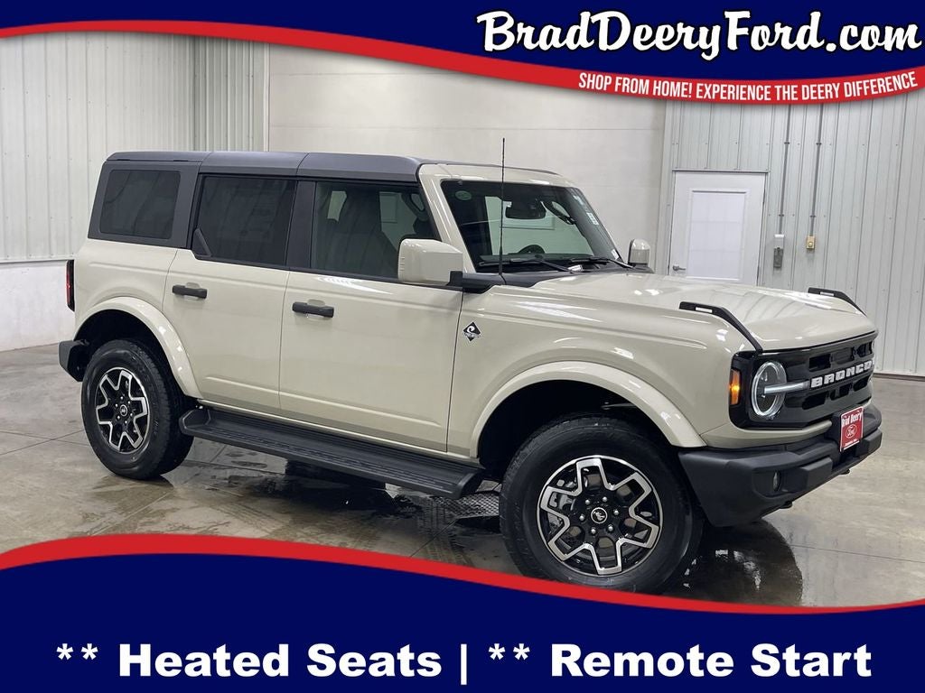 2026 Ford Bronco Outer Banks in Desert Sand — front three-quarter view