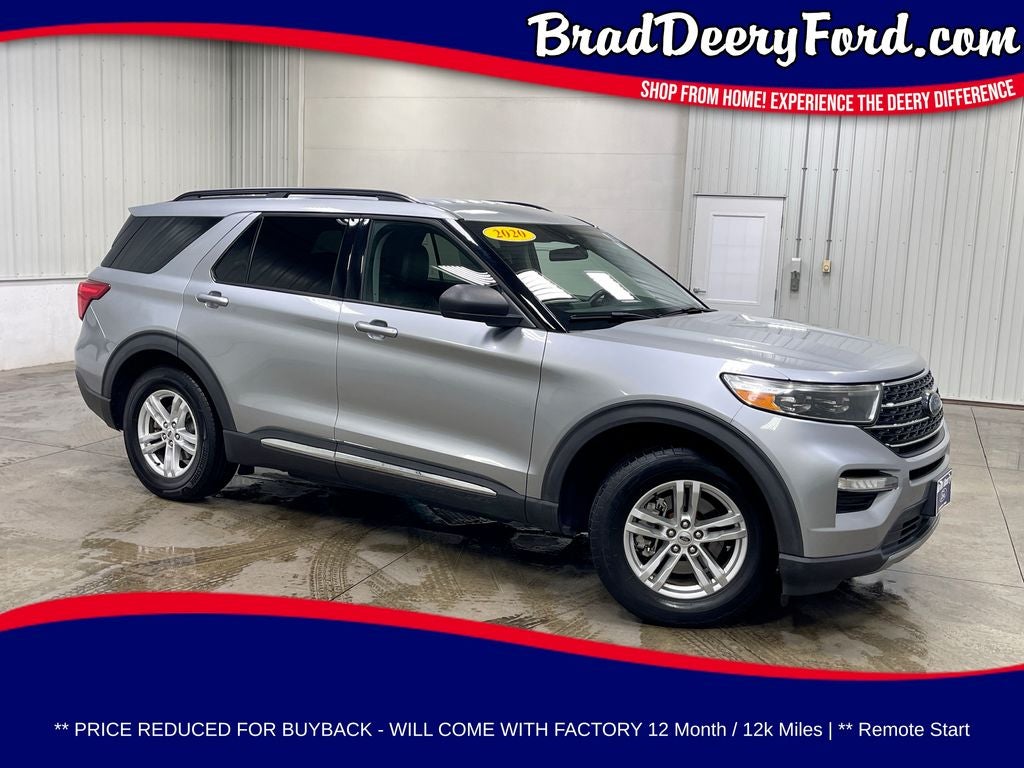 2020 Ford Explorer XLT in Iconic Silver Metallic — front three-quarter view