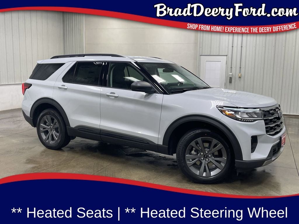 2026 Ford Explorer Active in Space White Metallic — front three-quarter view