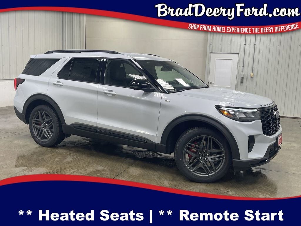 2026 Ford Explorer ST-Line in Space White Metallic — front three-quarter view