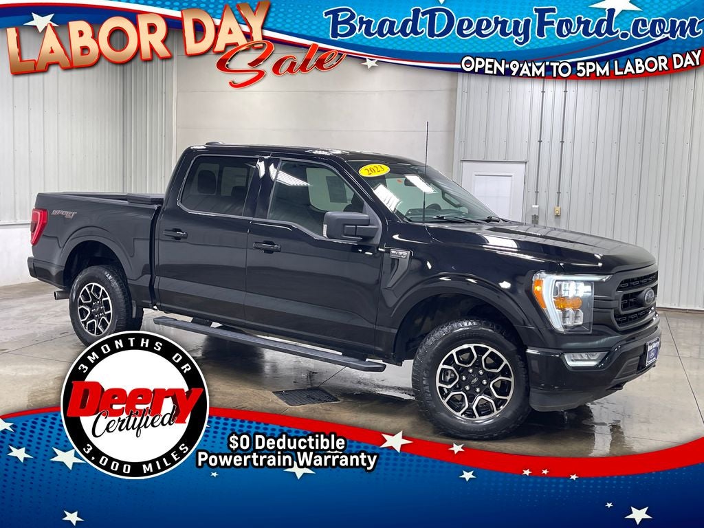 2023 Ford F-150 XLT in Agate Black Metallic — front three-quarter view
