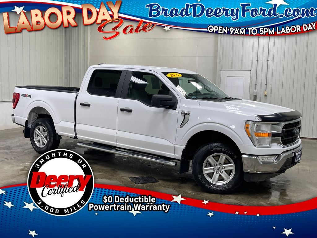 2021 Ford F-150 XLT in Oxford White — front three-quarter view
