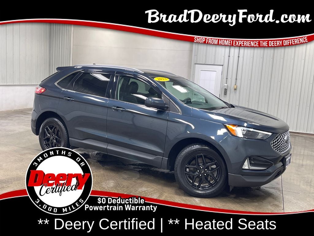 2023 Ford Edge SEL in Stone Blue Metallic — front three-quarter view