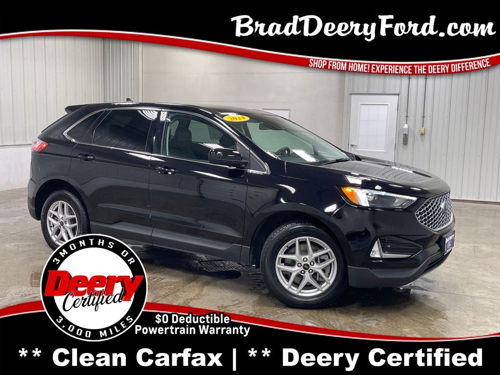 2024 Ford Edge SEL in Agate Black Metallic — front three-quarter view