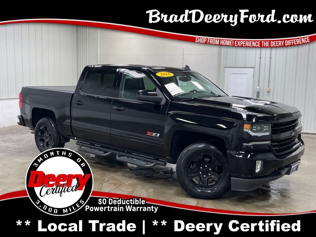 2018 Chevrolet Silverado 1500 LTZ in Black — front three-quarter view