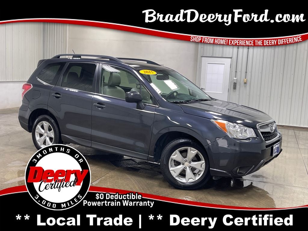 2015 Subaru Forester 2.5i Limited in Dark Gray Metallic — front three-quarter view