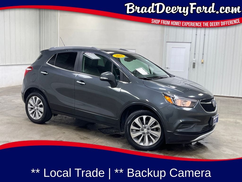 2018 Buick Encore Preferred in Graphite Gray Metallic — front three-quarter view