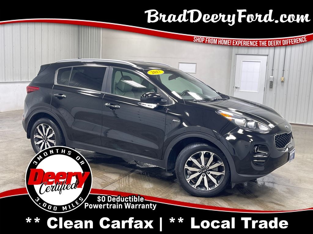 2017 Kia Sportage EX in Black Cherry — front three-quarter view